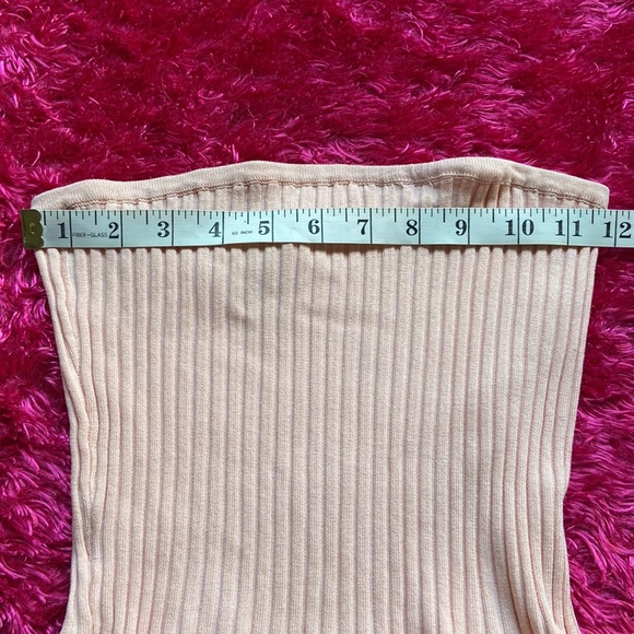 Pink Color Knit Stretchy Ribbed Ruffle Tube Top Size Small - Picture 11 of 15